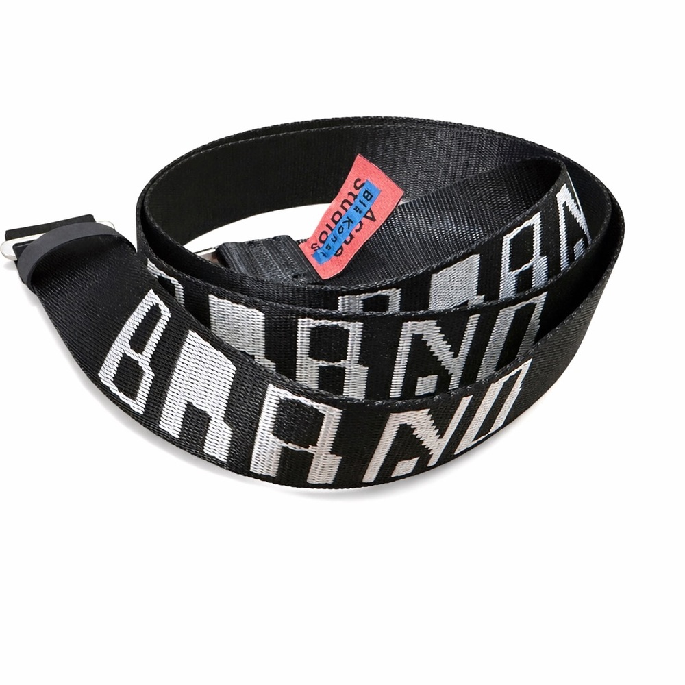 Acne Studios Blå Konst Logo Web Belt Black White Streetwear Designer